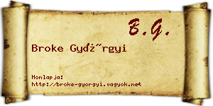 Broke Györgyi névjegykártya